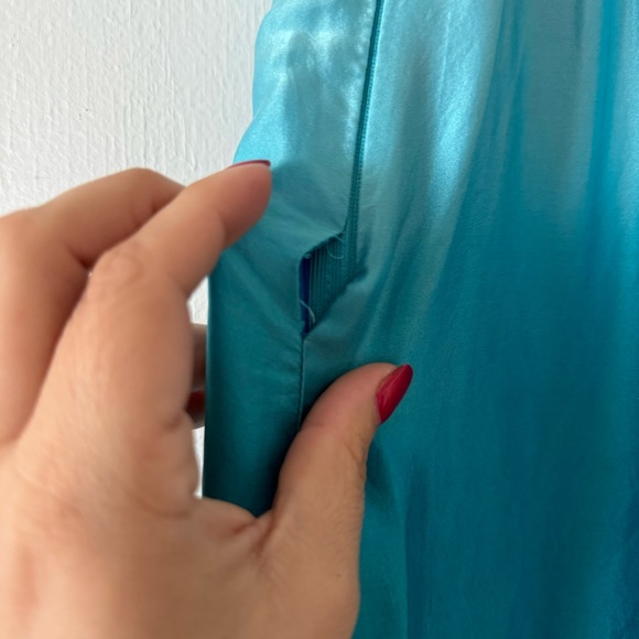 Betsey Johnson Ombré Blue Silk Strapless Mermaid Halter Maxi Dress - Picture 7 of 7